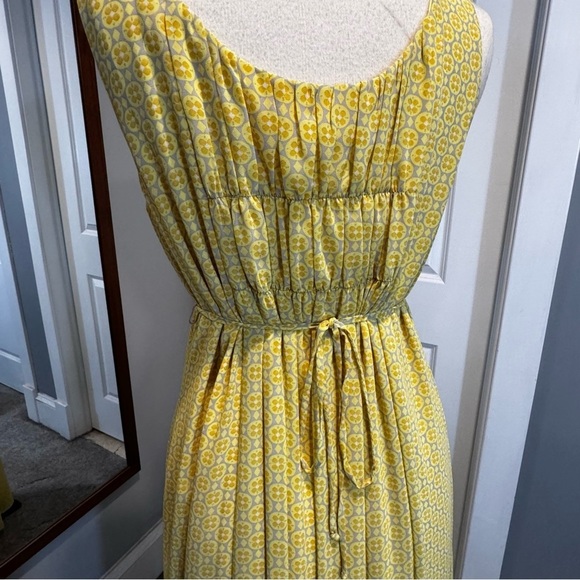 Emma and Michelle yellow print sleeveless maxi dress with belt size 10 - Picture 9 of 13